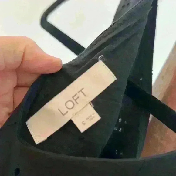 Loft Women's Size Small V-Neck Sleeveless Black Eyelet Sundress - Picture 4 of 4